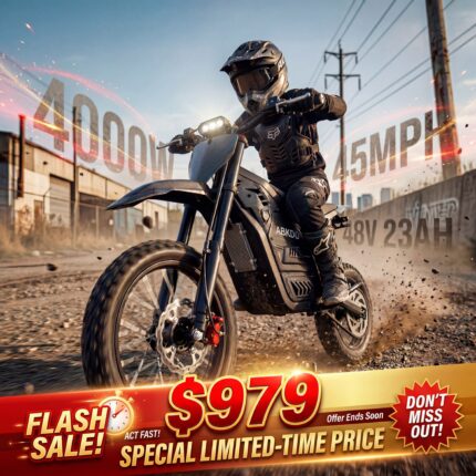 ABKDO 4000W Peak Electric Bicycle with Front Suspension 48V 23AH Battery 14"Inch Tires 45 MPH Speed 40 Miles Range for Snow Mountain Road Riding